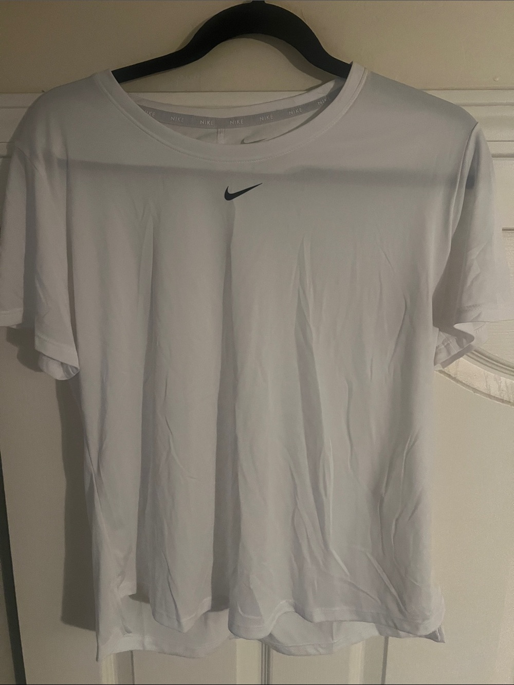 Nike White Short Sleeve T-Shirt with Black Swoosh